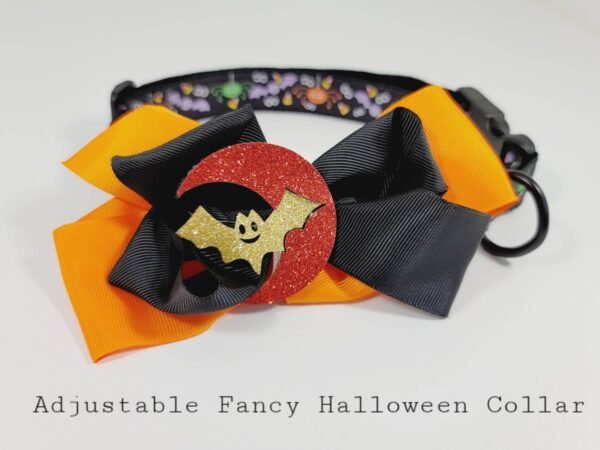 Bats and Spiders Adjustable Fancy Collar with Bow